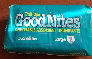 Vintage Pull Ups Goodnites Disposable Underpants Large 9 Ct 1994