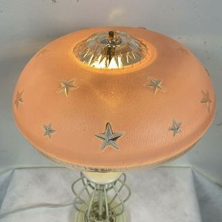 Vintage Art Deco Glass Lampshade Ceiling Light Cover Pink Stars Clear Bubble