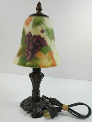 2002 Glynda Turley 12 " Lamp Reverse Painted Glass Shade Dale Tiffany Grapes Guc