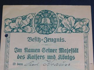 Ww1 German Document; A Wound Badge.  In The Name Of The Kaiser - - M551