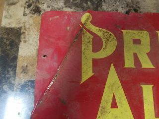 Prince Albert Here Embossed Metal Sign Patina 2