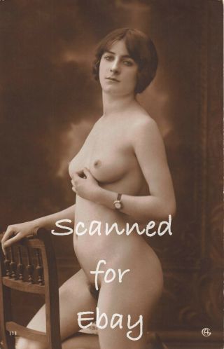 Rppc French Nude Woman Lady Vintage Ca.  1920s Real Photo Postcard (89)