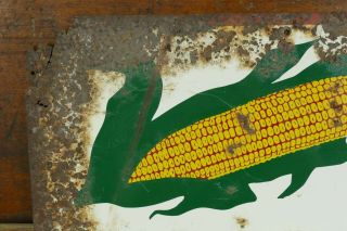 Vintage 1950’s/1960’s Blaney Seed Corn Hi Potentials Embossed Metal Farm Sign 2