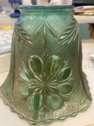 Vintage Unique Green Glass Lamp 4 " Shade Globe