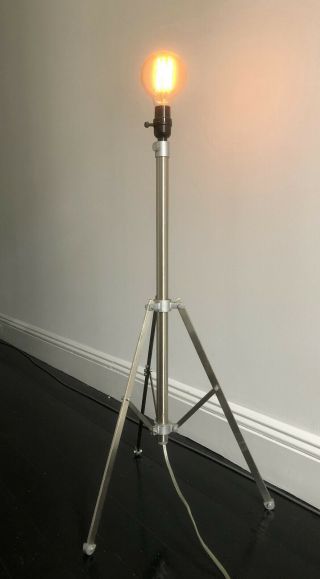 Vintage Telescopic Tripod Music Stand Floor Lamp Mid Century Modern Chrome