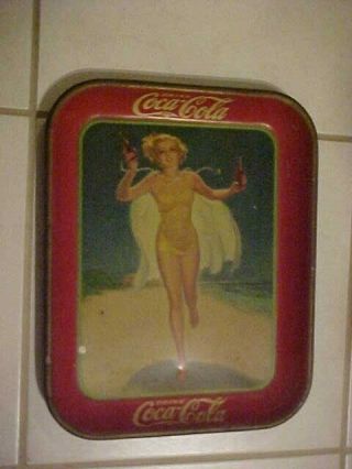 Vtg 1937 Coca Cola Tray American Art Good To Vg