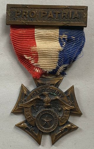Ww1 1917 1918 Service Medal Pro Patria Foard County Texas World War 1