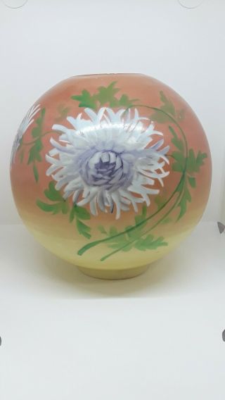 Gwtw Glass Ball Globe Shade Oil Banquet Hurricane Parlor Lamp Hand Painted