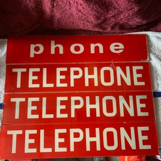 One Vintage Glass Telephone Booth Sign 22 1/4 " X 4 5/8 "