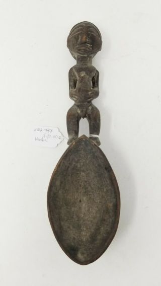 Hemba Luba Carved Wood Figure Spoon African Tribal Art Artifact