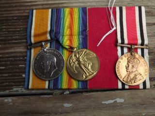 Ww1 British Medal Trio,  Named To 2 Family Members