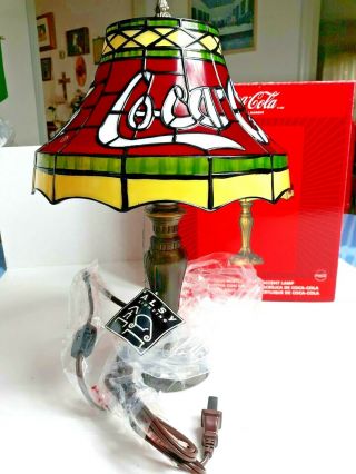 Coca Cola Tiffany Stained Glass Style Accent Lamp Acrylic Open Box