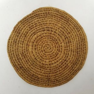 Pima Papago Flat Round Basketry Mat Tray Plaque Native American Art
