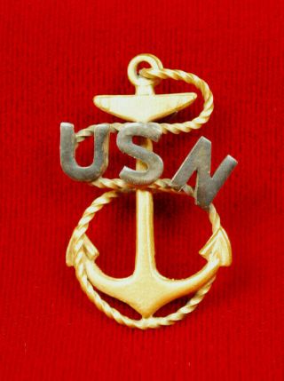 Rare Ww1 Us Navy Chief Petty Officer Cap Pin - Maker 