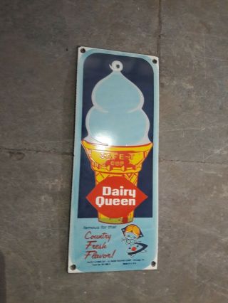 Porcelain Dairy Queen Enamel Sign Size 12 X 4 Inches