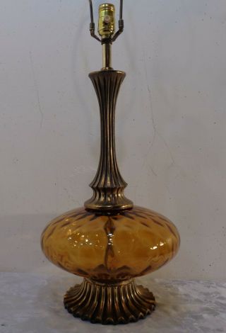 Vintage Mid Century Modern Gold/yellow Table Lamp Hollywood Regency