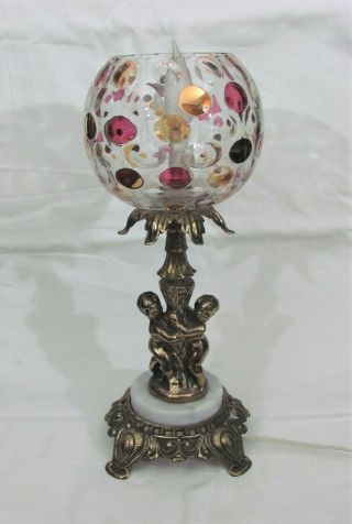 Vintage Mcm Hollywood Regency Style Cherub Globe Table Lamp 16 "