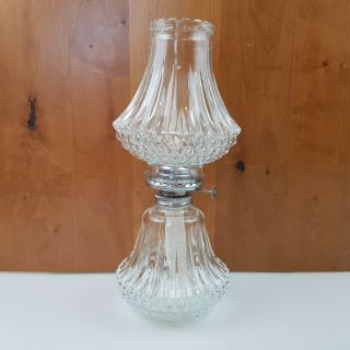 Vintage Cut Glass Kerosene Lantern Lamp Light Oil Hurricane Base Chimney 13”