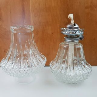 Vintage Cut Glass Kerosene Lantern Lamp Light Oil Hurricane Base Chimney 13” 3