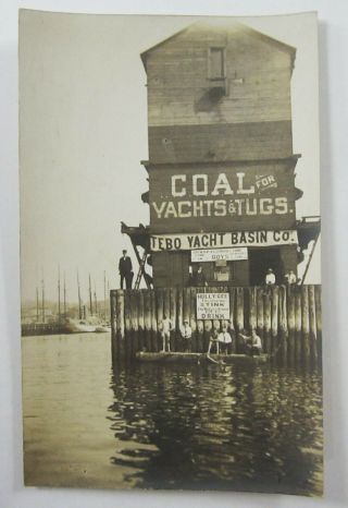 Rppc Brooklyn York Tebo Yacht Basin Coal Co Real Photo Postcard 1910 - 20 
