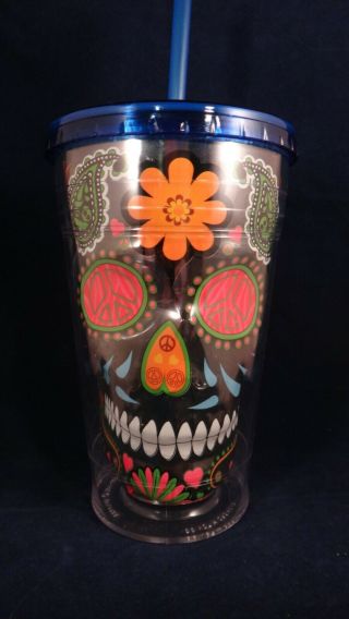 Cool Gear Travel Tumbler Sugar Skull Day Of The Dead Halloween Cup 16 Oz