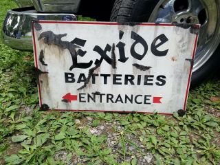 Exide Barn Find Vintage Look Metal Gas Oil Man Cave Hand Made Sign 23.  5x14 Vtg