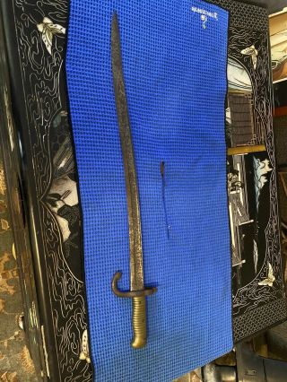 French Ww1 Sword With Brass Handle And French Writing