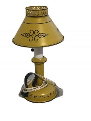 Toleware Underwriters Vintage Mustard Yellow Table Lamp Metal Shade W/ Led Bulb
