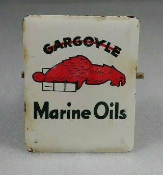 Early Mobil Gargoyle Marine Oil Tin Litho Advertising Clip Gas Station Can Sign