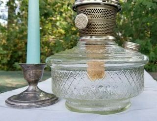 Vintage Aladdin Model C Diamond Quilt Font Clear Glass Oil Shelf Lamp Perfect