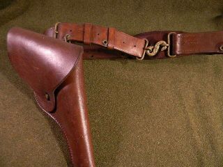 Canadian Wwi Snake Buckle Leather Belt And Holster Personalized