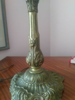 Vintage Heavy Ornate Tiffany Style Table Lamp Base 3 Way Lighting