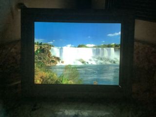 Vtg 10 " X 10 " Waterfall Picture Motion Tabletop Lamp Night Light Niagara Falls
