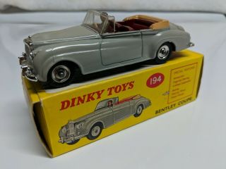 Dinky Toys 194 Bentley Coupe S2 Convertible Gray Made In United Kingdom