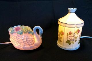 Vintage I.  W.  Rice & Co Ceramic Night Light Lamp Japan (qty 2)