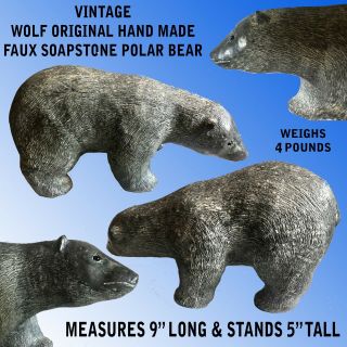 Wolf Faux Soapstone Sculpture Of A Standing Large 9 " X 5 " Polar Bear