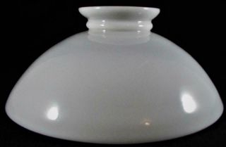 Antique Low Profile Opal White Glass Oil Kerosene Student Lamp Shade 10 " Fitter