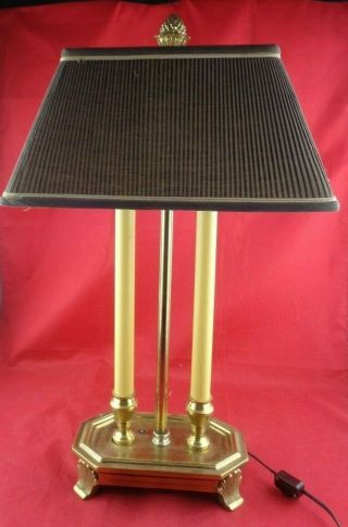 Vtg Pot Metal Brass Bouillotte Table Lamp Black Cloth Shade Frederick Cooper ?