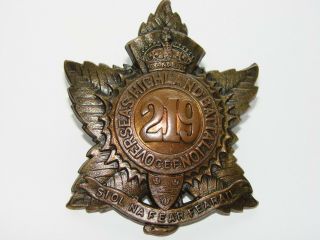 Canada Ww1 Cef Cap Badge The 219th Battalion " Nova Scotia Highlanders "