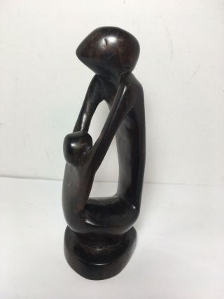 Hand Carved Dark Wood Statue African Style Art Figure Mother And Child 6”