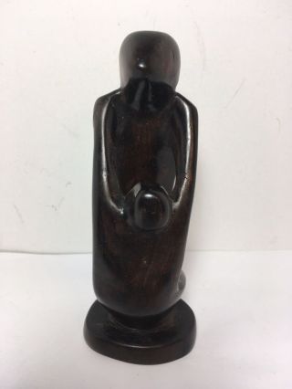 Hand Carved Dark Wood Statue African Style Art Figure Mother and Child 6” 2