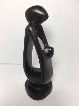Hand Carved Dark Wood Statue African Style Art Figure Mother and Child 6” 3