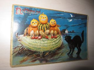 1912 Raphael Tuck & Sons Halloween Postcards Series No.  150 Pumpkin Gourd Men