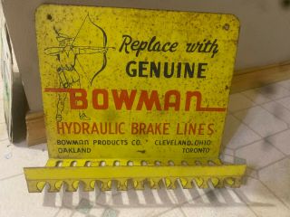 Vintage Bowman Hydraulic Brake Lines Sign Display Rack Automotive Advertising