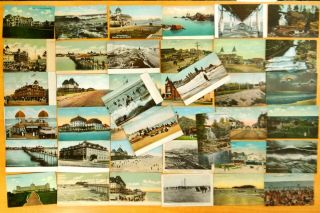 40 Postcards All Old Orchard Beach Me Fire Hotel Amusement Park Railroad Station