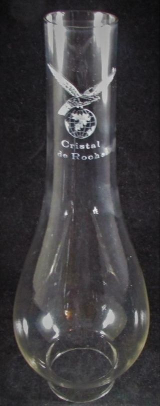 Antique Clear Glass Oil Lamp Chimney Shade 2 " X 9 7/8 " Cristal De Roche