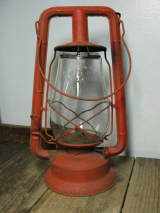 Antique Dietz Monarch Railroad Or Farm Barn Kerosene Lantern Globe Patented 1914