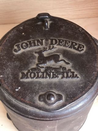 Vintage John Deere Planter Seeder Hopper Cast Iron Lid Moline Ill 1