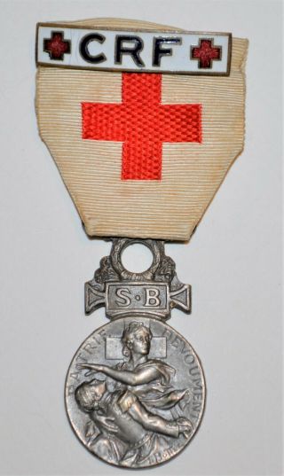 French France - Military War Nursing Red Cross Medal With Crf Bar