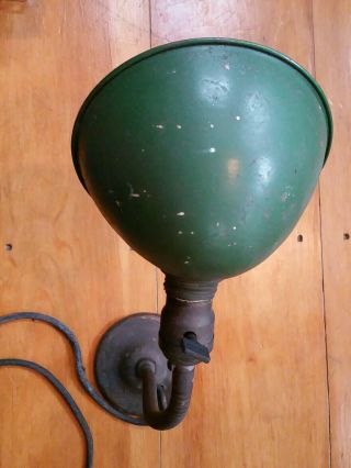 Vintage Green Shade Gooseneck Industrial Desk Lamp Cast Iron Base,  Metal Shade